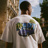 L'ART SUMMER WHITE GRAPHIC T-SHIRT